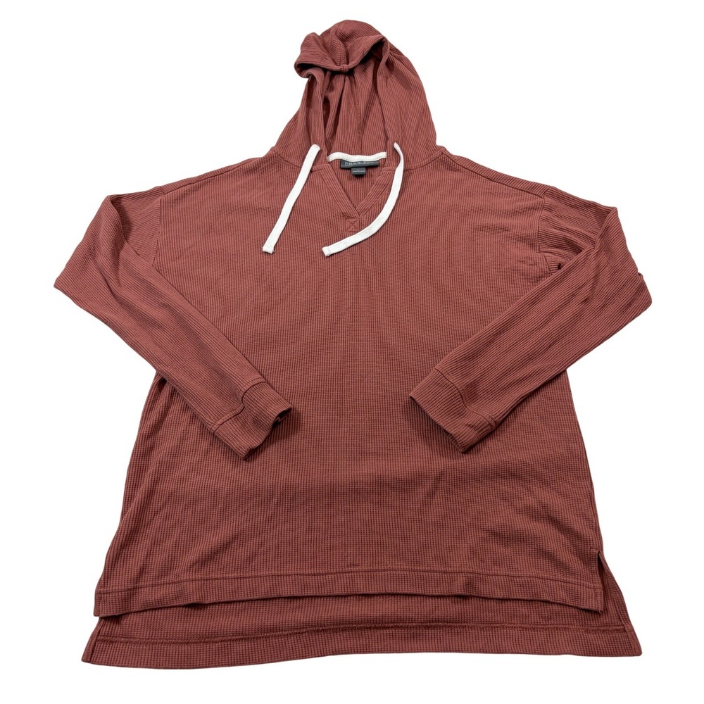 Free Fly Bamboo Waffle Hoodie Clay Red Long Sleeve Relaxed Fit Large